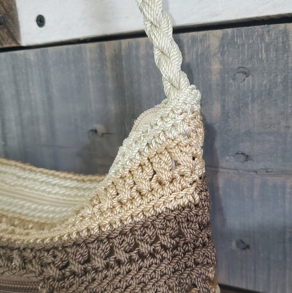 THE Sak Striped Brown Tan Cream Hobo Shoulder Bag Purse - Picture 7 of 14